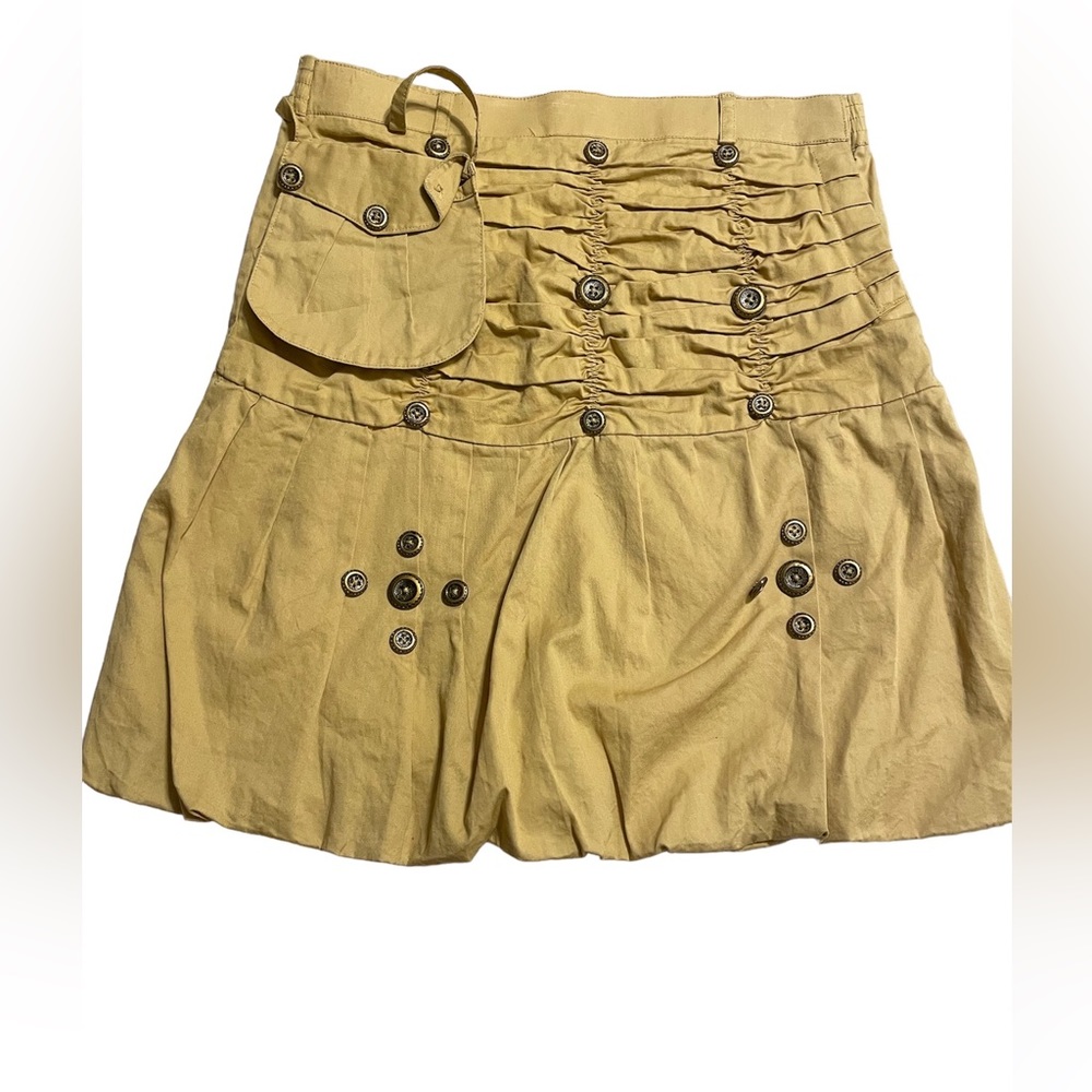 Fairycore of cottage core ruched skirt with purse pocket